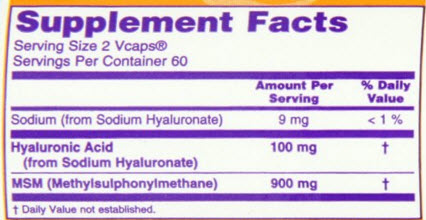 Hyaluronic acid ยี่ห้อที่ขายดีเป็นอันดับที่ 3 ของอเมริกา Hyaluronic acid NOW Foods Hyaluronic Acid and MSM, 120-Vcaps